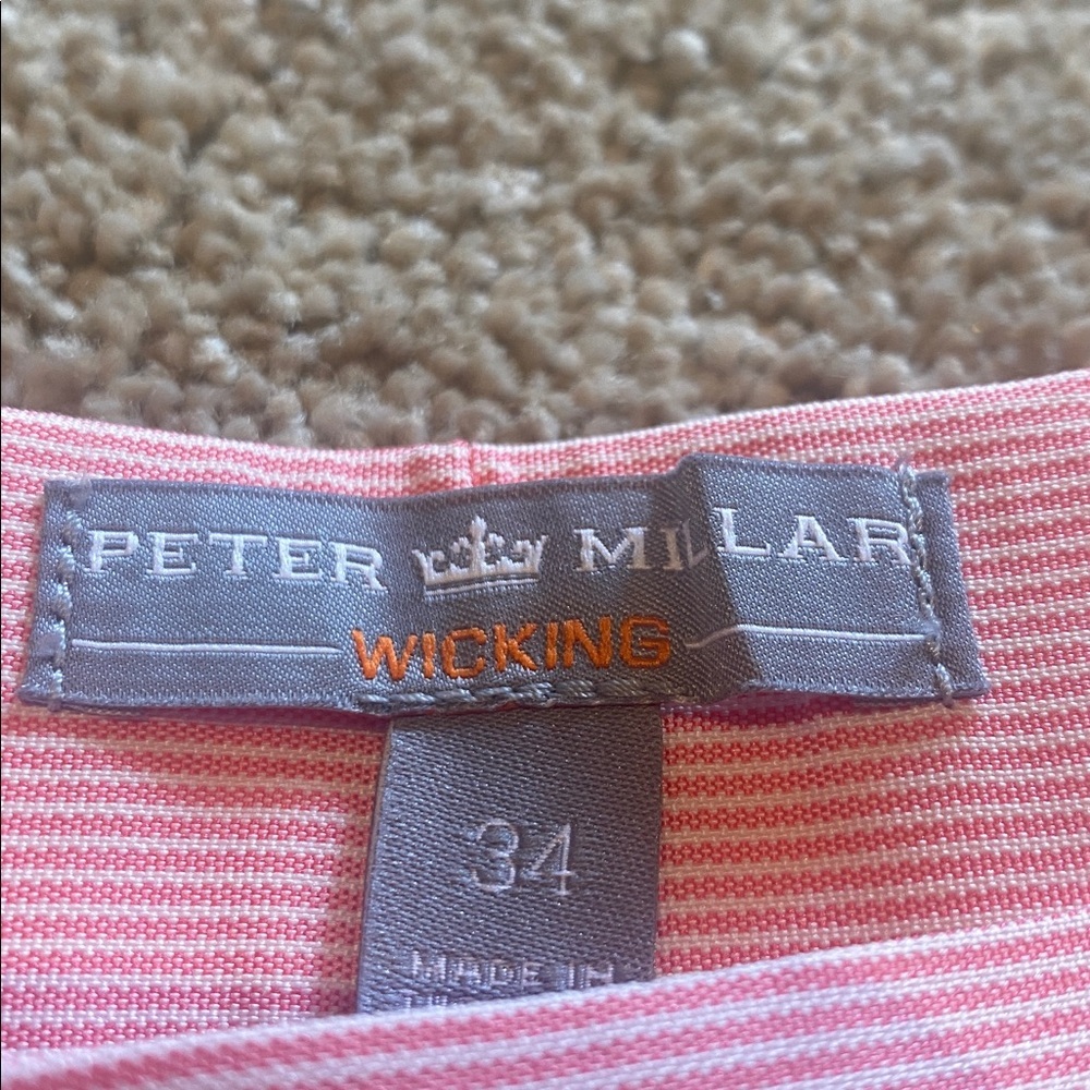 Peter Millar Crown Wicking Pink Pin Striped Shorts Size W34 8.5 inseam